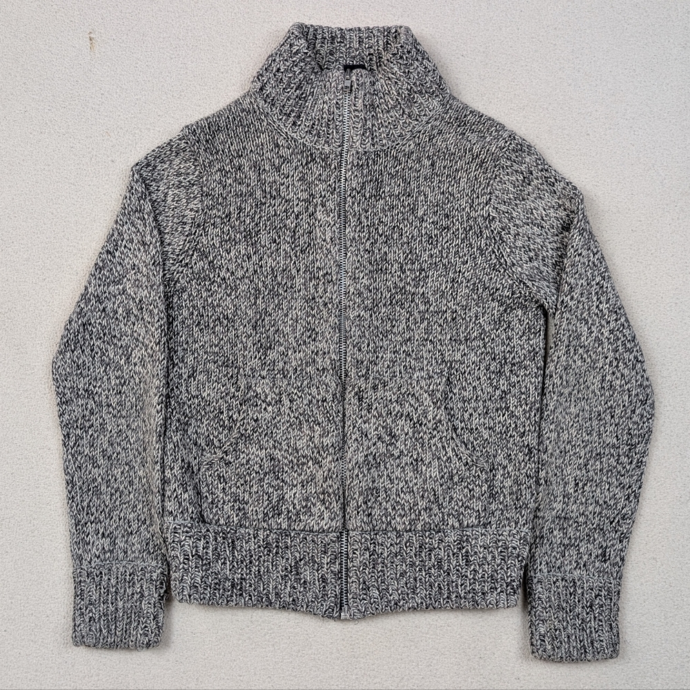Gap Zip Up Sweater Womens M Gray Cotton Blend Pockets Long Sleeve Mock Neck Knit